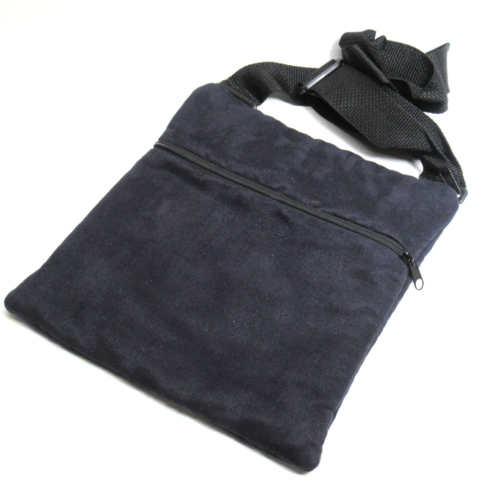 Blue Ultra Suede Crossbody Handbag Medium Zip Pockets Lined Adjustable Strap